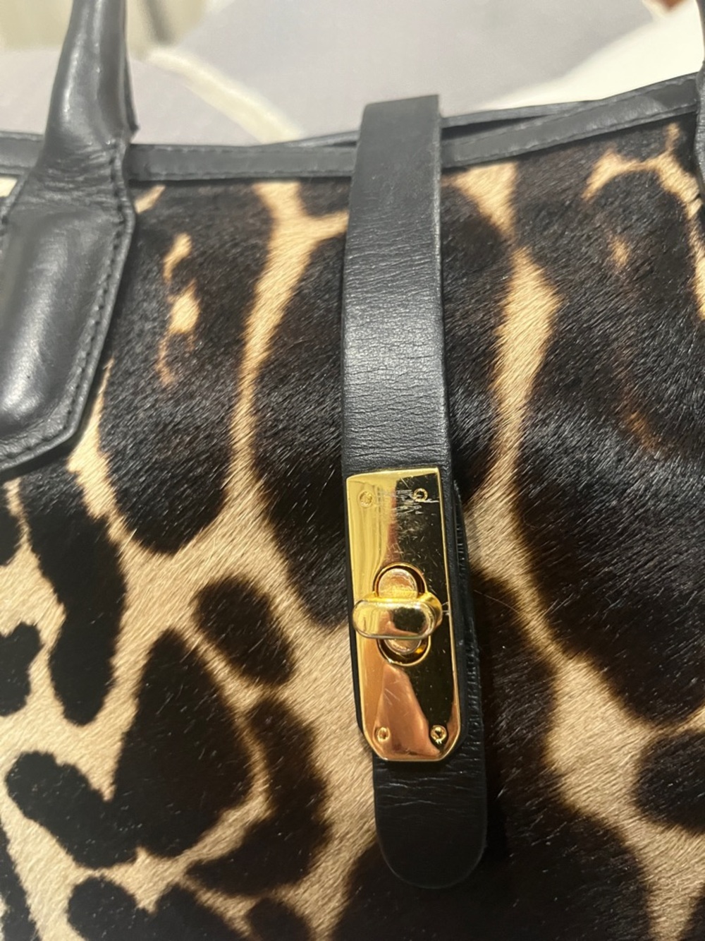 Cavalcanti Structured Leather Leopard Calf Hair Satchel - Picture 4 of 11
